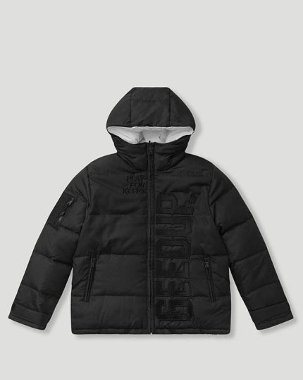 Geedup Core Logo Reversible Puffer Jacket – Black/White