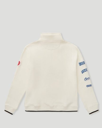 Geedup Sportsman Badges Quarter Zip Sweatshirt – Light Cream