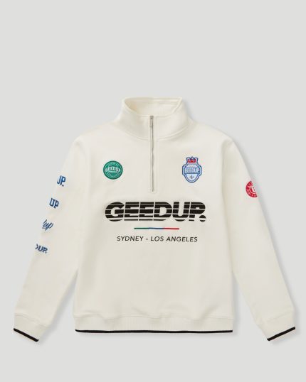 Geedup Sportsman Badges Quarter Zip Sweatshirt – Light Cream