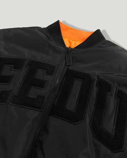 Geedup Team Logo Handstyle Reversible Bomber Jacket – Black/Orange